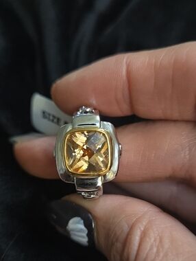 Sterling Silver Ring with Golden Citrine Gemstone